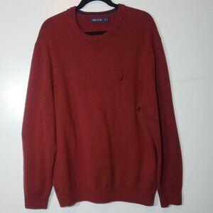 VINTAGE Men's Nautica Sweater XL Maroon Pullover 90s Cotton blend